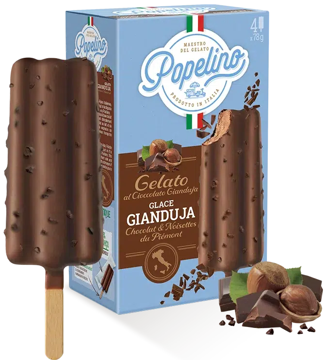 Pack Gianduja glace bâtonnet noisettes chocolat du Piémont - Popelino